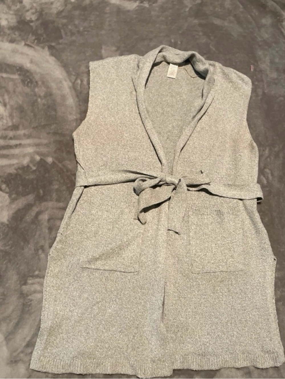 Sleeveless Knit Wrap Vest Cardigan in Light Gray